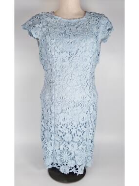 Lulus Romance Language Blue Floral Crochet Lace Mini Dress Backless Size Small